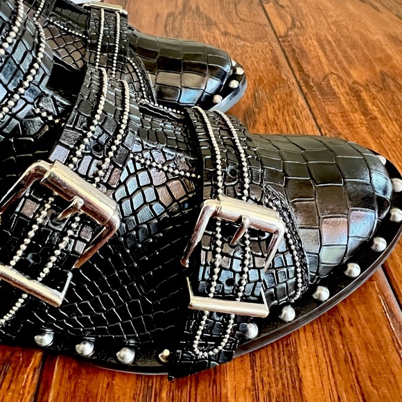 Brand New in Box Schultz Darcey Leather Croco Boots 6B with Studs - Picture 4 of 10